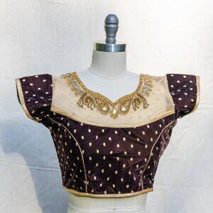 Black Velvet Designer Blouse and Sari set